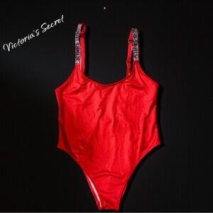 Victoria's Secret Shine Strap One Piece Swimsuit Large Red
